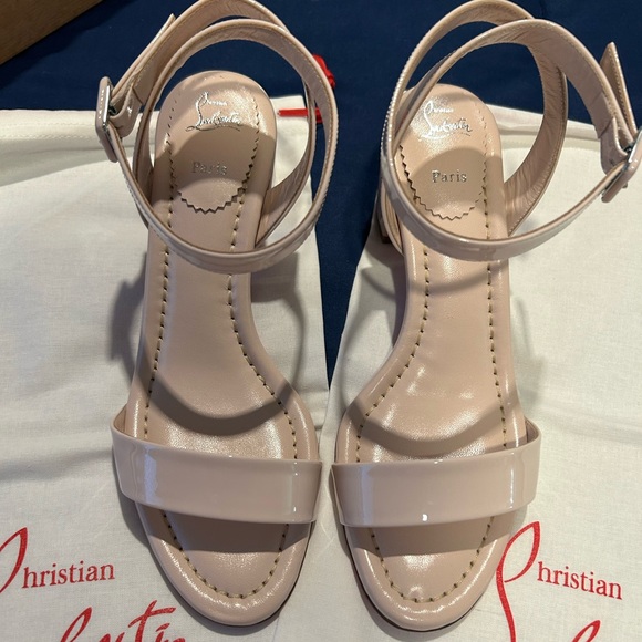Brand New Christian Louboutin Miss Sabina 55 Patent Leather Sandals 37.5 Leche - Picture 5 of 9